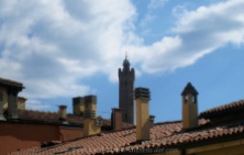 Bologna's towers today, with Azinelli in the background, as seen from my hotel room window.