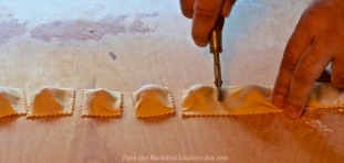 5. Use a pastry wheel to cut/separate the agnolotti