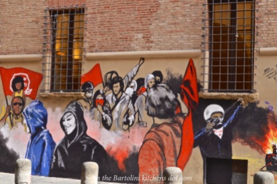 Graffiti on the Via Zamboni, adjacent to the Piazza Giuseppe Verdi